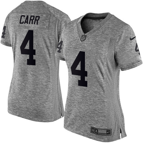 Women's Elite Derek Carr Nike Jersey Gray - #4 Gridiron NFL Oakland Raiders